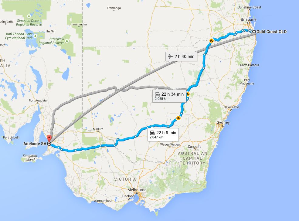 road trip gold coast to adelaide